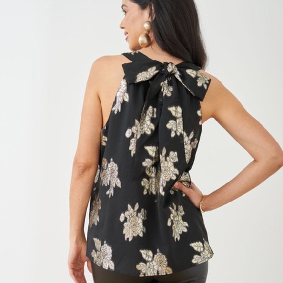 Foil Print Chiffon Halter Top - Picture 1 of 6